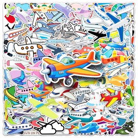 Airplane Stickers 101 Pcs Funny Cartoon Cool Transportation Sticker for Skateboard Water Bottle Laptop Luggage Phone Scrapbook Car Bike Helmet,Waterproof Trendy Paper Plane Sticker for Adults Boys