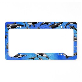 CafePress Orca License Plate Holder Aluminum License Plate Frame, License Tag Holder