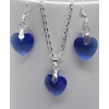 Beautiful Crystal Heart Pendant Jewellery Set (Blue)
