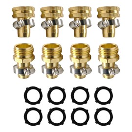 SaferCCTV Garden Hose Connector with Clamps, Brass Repair Kit Male/Female Hose Fittings Set, for 3/4" and 5/8" Garden Hose Fittings, 4Set