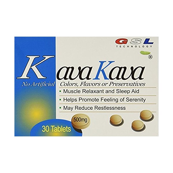 Kava Kava Muscle Relaxant and Sleep Aid 500 mg (Pack of 5) 30 Tablets per Box