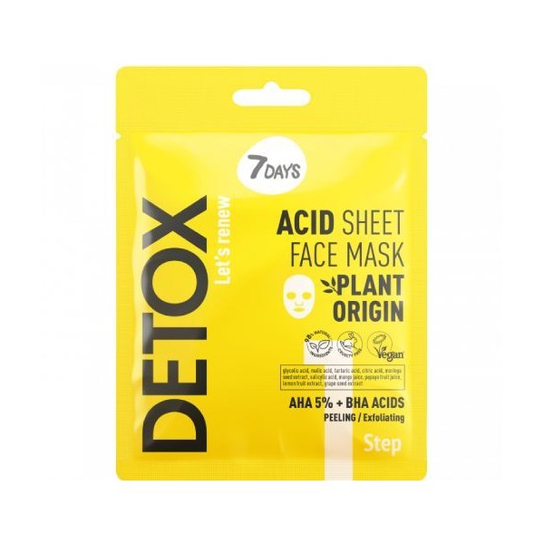 7Days Detox Acid Sheet Face Mask Step 1, 25gr