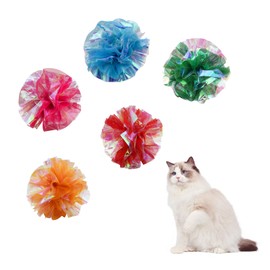 Andiker 5pcs Crinkle Balls Cat Toys, 3.93Inches Candy Color Crinkle Balls Attract Cats to Chew & Chase, Durable Interactive Cat Toys for Indoor Cats to Keep Fit and Active (Multi-Color)