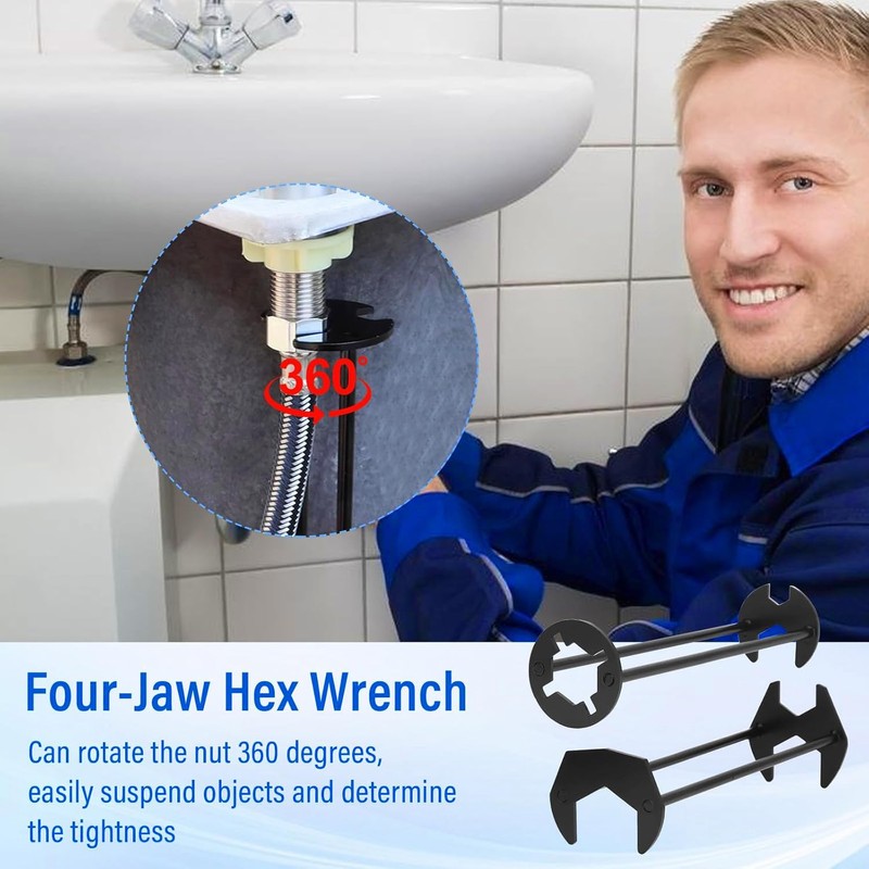 Changbloom 2 Pack Multifunctional Sink Wrench, Plumbing Tool for Tight