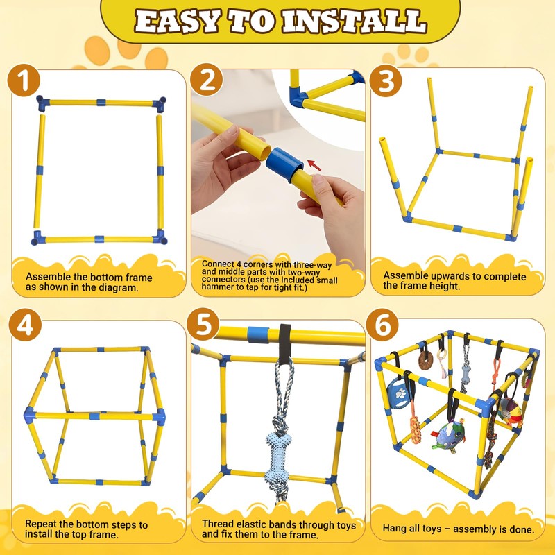 Puppy Play Gym with 10 Hanging Toys, 23.6" Removable Small