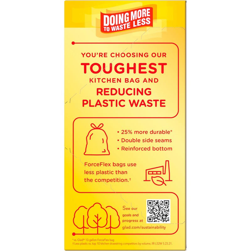 Glad ForceFlex MaxStrength with Clorox Trash Bags, 13 Gal, Eucalyptus,
