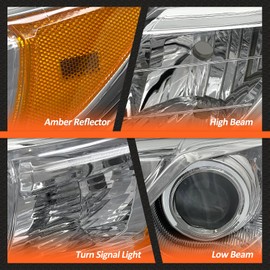 AXLAHA Headlights Assembly for 2012 2013 2014 Toyota Camry L/Se/Le/Xle/Hybrid Chrome Housing Amber Reflector Clear Lens Driver and Passenger Side
