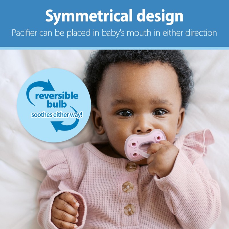 Dr. Brown's Advantage One-Piece Silicone Baby Pacifier, Fully Symmetrical Soother,