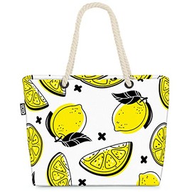 VOID Summer Lemon Beach Bag Shopper 58 x 38 x 16 cm 23L XXL Shopping Bag Travel Bag Beach Bag