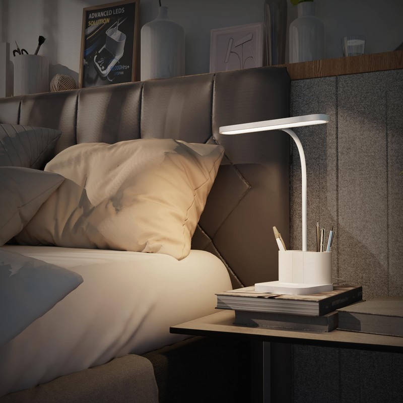AXX White Desk Lamp for College Dorm Room, Cute, LED,