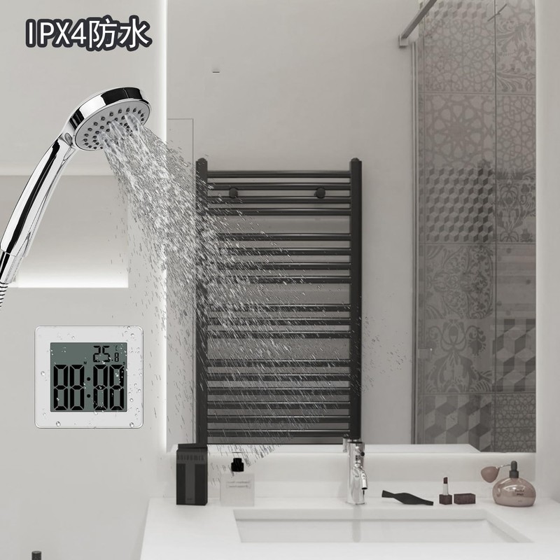 Mstar Home Bath Clock, Large LCD Screen, 24H Hours, Temperature