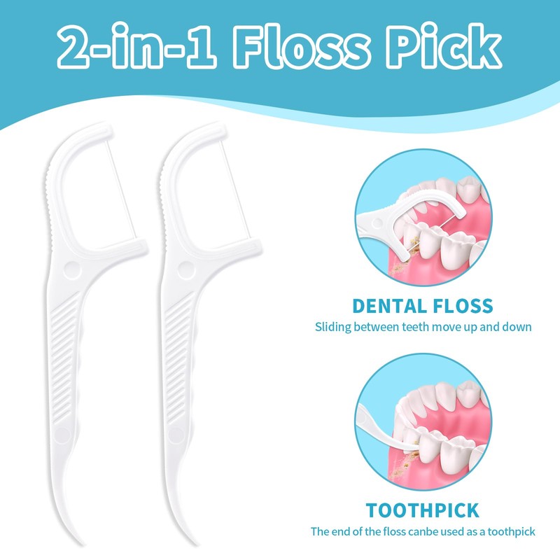 Kingbzis 600 Count Dental Floss Picks – Non-Slip Grip Handle,Non-Breakable