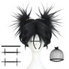 Choso Cosplay Wig (+3 Tattoo Sticker) Short Black 2 Ponytails Wigs for adult Choso Wig for Anime Cosplay Costume for Halloween Outfit Choso Tattoo Wigs for Party+Hair Cap
