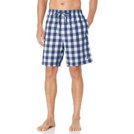 Nautica Men's Soft Woven 100% Cotton Elastic Waistband Sleep Pajama Short, Blue Depths, X-Large