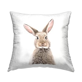 Stupell Industries Cute Bunny Casual Portrait Face Design by Katherin Pienaar Throw Pillow, 18 x 18, Grey