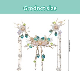 5 Pcs Flower Tassels Hairpin, Chinese Hair Pins Flower Pins for Hair, Chinese Hanfu Hairpin Rhinestone Pearl Clips Headpiece, Retro Hanfu Wedding Brides Updo Long Hair Accessories (Two Geese)
