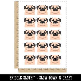 Sleeping Pocket Pug Dog Temporary Tattoo Water Resistant Fake Body Art Set Collection - 15 2" Tattoos (1 Sheet)