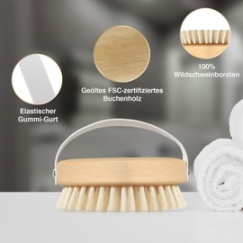DASAM Body Brush/Massage Brush, 100% Natural Bristles, Made in Germany, Exfoliating Brush, for Removing Dead Skin, Lymphatic Drainage, for Dry Brushing, Against Cellulite, Dry Brush, Brush