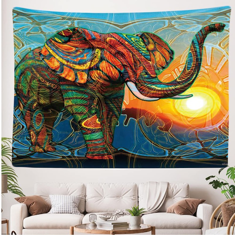 Ulticool - Elephant Sun Boho Bohemian - Wall Hanging -