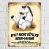 Metal Sign with White Horse Motif and Saying "Bitte nicht