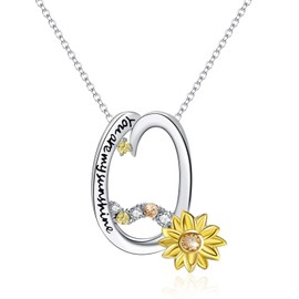 Collar con colgante de plata de ley con diseño de girasol, personalizable, letra A a Z, para mujeres y niñas