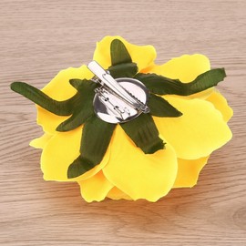 BinaryABC Artificial Rose Flower Hairpin Hair Clips,Flower Brooch for Women Party (Yellow)