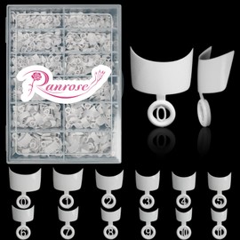 Ranrose 600PCS Short French Style False Nails Half Cover Nails Tips,White Short Acrylic Extension Finger Nail 12 Sizes with Box