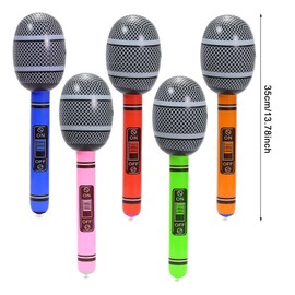 EUPSIIU 10 Pcs Inflatable Microphone, Make-Believe Inflatable Mic Toys, Pretend Play Microphone Toys Musical Instrument, Toy Microphone for Parties and Performace Photo Props (Multicolor)