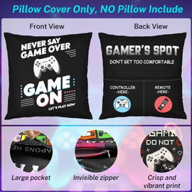 Bebomne Gamer Gifts for Teenage Boys Men, Gaming Accessories for Room, for Gamers, Game Room Decor, Gaming Pillow Case and Gaming Socks Video Game Gifts Set for Teen Boys Men Son Husband Boyfriend
