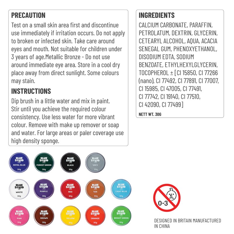 Blue Squid PRO Make-Up Face Paint and Body Paint, Pastel