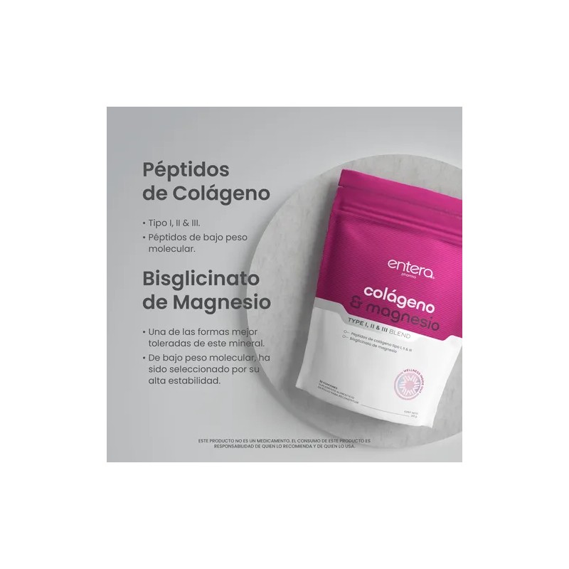 Entera Colágeno Y Magnesio 300g, Hidrolizado, Sin Azúcar