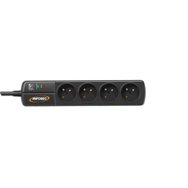 Infosec Blackline 4 Socket with Surge Protection S4