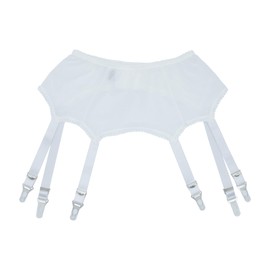 Luxallacki 6 Strap Translucent Mesh Vintage Braces Belt with Adjustable Metal Buckles for Posture Socks, White, S