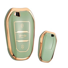 ontto ontto Schlsselhlle Autoschlssel Hlle Passt fr Peugeot 2008 3008 5008 308 508 fr Opel Grandland X Mokka Corsa Insignia TPU Silikon Schlsseletui Schutzhlle Schlsselanh?nger-Gold Grn