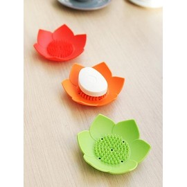 Lotus flower soap dish with holes for moisture to drain colorful green 2ea