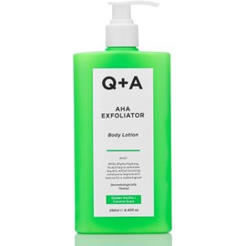 Q+A AHA Exfoliator Body Lotion (250ml), Exfoliating, Smoothing Body Moisturiser with Lactic Acid, Glycolic Acid and Fruit AHAs, Body Butter Alternative, Vegan Body Care