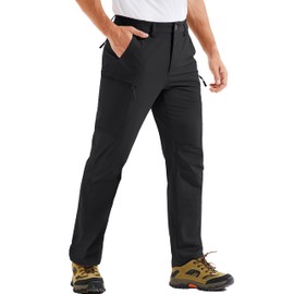 TACVASEN Lightweight Hiking Pants with Pockets Quick Dry Stretch Tactical Cargo Work Pants Nylon Ripstop Outdoor Travel Black