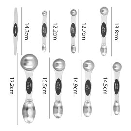 8-Piece Magnetic Double-Sided Measuring Spoon Set, with Scale and Spirit Level, Measuring Spoon Set, Spice Spoon, Digital Measuring Spoon, Measuring Spoon with Scale