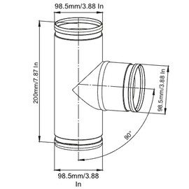 Ducting Pipe T Piece Connector Metal Tee Joint Aluminium Ventilation Tube Hose (100mm/4)