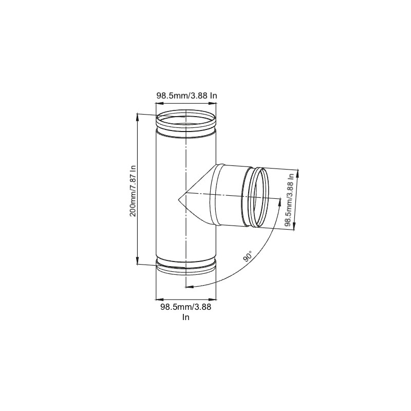 Ducting Pipe T Piece Connector Metal Tee Joint Aluminium Ventilation