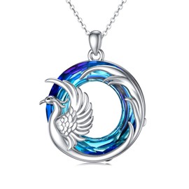 Phoenix Necklace Daughter Gift from Mom Dad 925 Sterling Silver Crystal Pendant Mother Jewelry Birthday Christmas Gift for Women, Girls, 18"-20"