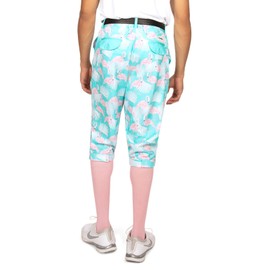 Tipsy Elves Blue Men's Pink Birdie Golf Knickers w/Pink Golf Socks - USA Golf Pants Size Large