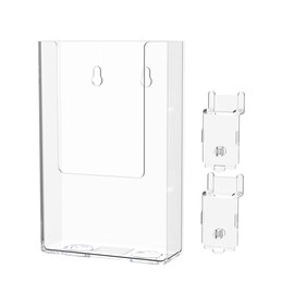 Marketing Holders 2 Pack Slatwall 4” Wide Tri Fold Holder Tall Rack Card or Menu Organizer Rack Clear Acrylic Slat Wall Mount Display Durable Take One Bin Brochures Pamphlet Maps