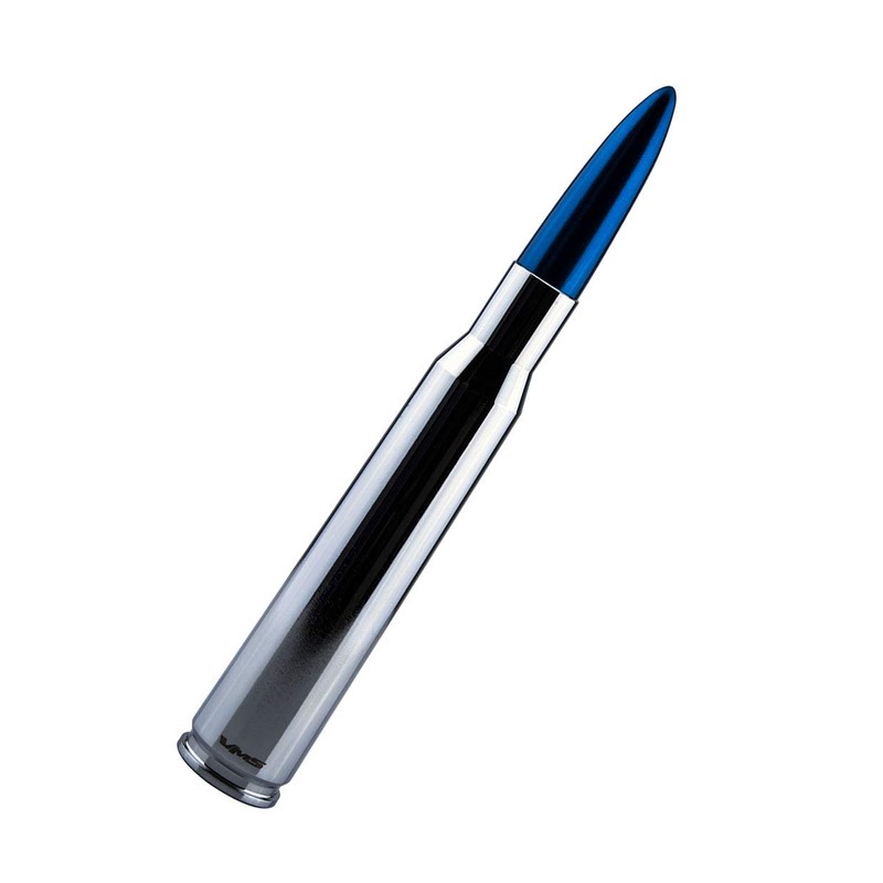 VMS Racing 50 Cal Caliber CHROME BLUE TIP BULLET ANTENNA