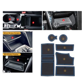 LFOTPP Compatible With Peugeot 208 e-208 Car Non-Slip Rubber Mats (For Right Hand Drive), Car Door Slot Mat, Cup Holder Mat Armrest Center Consoles Interior Decoration 6pcs (Blue)