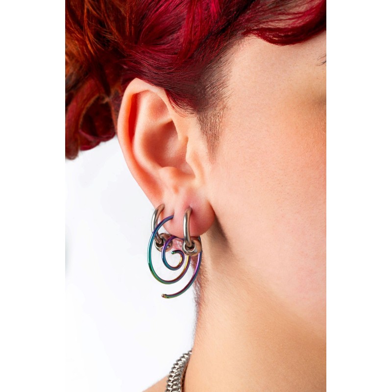 14-20GA Stainless Steel Small Spiral Coiled Hoop Earrings, Sold as