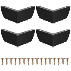 Qeapug Pack of 4 Furniture Feet, Black, Metal Cabinet Feet, Sofa Feet, 55 mm Furniture Feet, Cabinet Feet for Furniture Legs, Table Legs, Metal Feet for Furniture, Cabinet, TV Cabinets, Bedside Table,