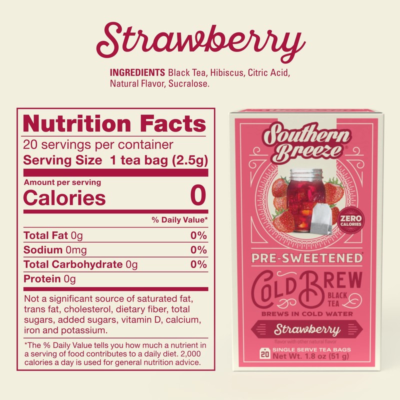 Southern Breeze Cold Brew Sweet Tea Strawberry Iced Tea with