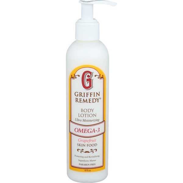 Griffin Remedy Omega-3 Body Lotion-Grapefruit Essential Oils and Organic MSM, Ultra Moisturizing, All Natural, Paraben Free, Sulfate Free 8 fl oz