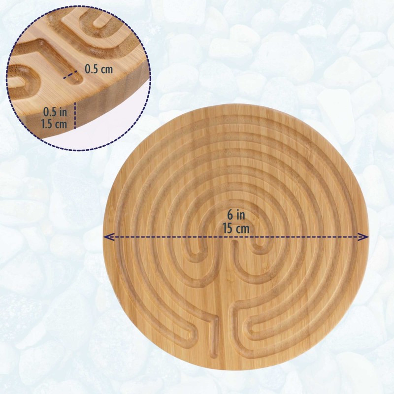 BambooMN Finger Labyrinth for Meditation and Prayer - 6" Diameter